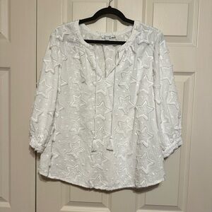 Chico's White Star Patterned Blouse Chicos size 3. X-Large